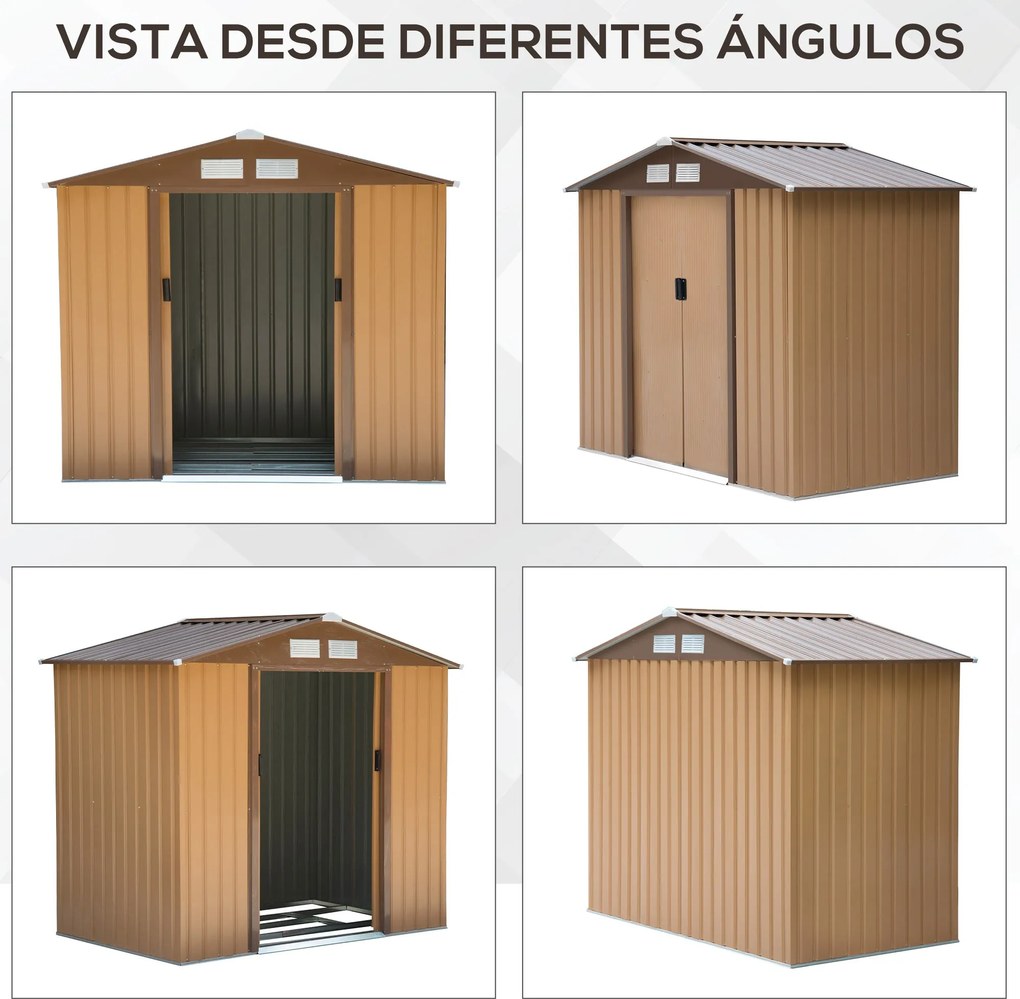 Abrigo de Jardim 213x130x185cm Abrigo de Jardim Metálico de Exterior p