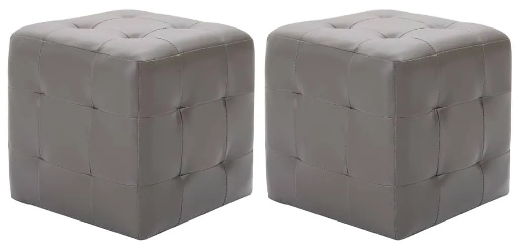 278381 vidaXL Pufe 2 pcs 30x30x30 cm couro artificial cinzento