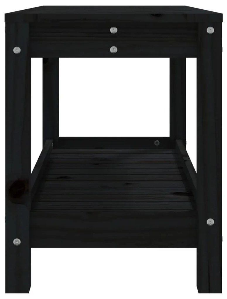 Banco de Jardim - 82,5x35x45 cm - Madeira de Pinho Maciça - Cor Preto