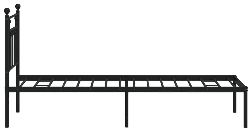 Estrutura de cama metal s/ colchão c/ cabeceira 75x190 cm preto