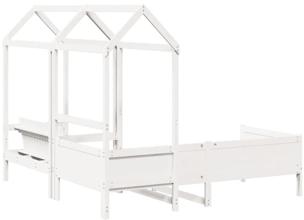 Conj. sofá-cama e banco c/ telhado 90x190cm pinho maciço branco