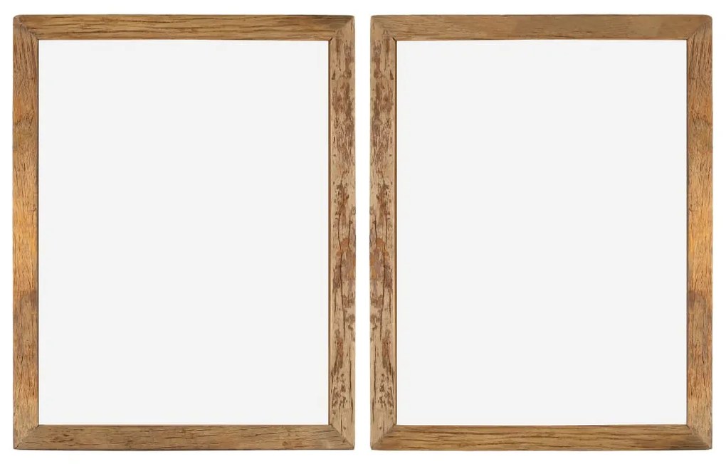 vidaXL Molduras 2 pcs 90x70 cm madeira recuperada maciça e vidro