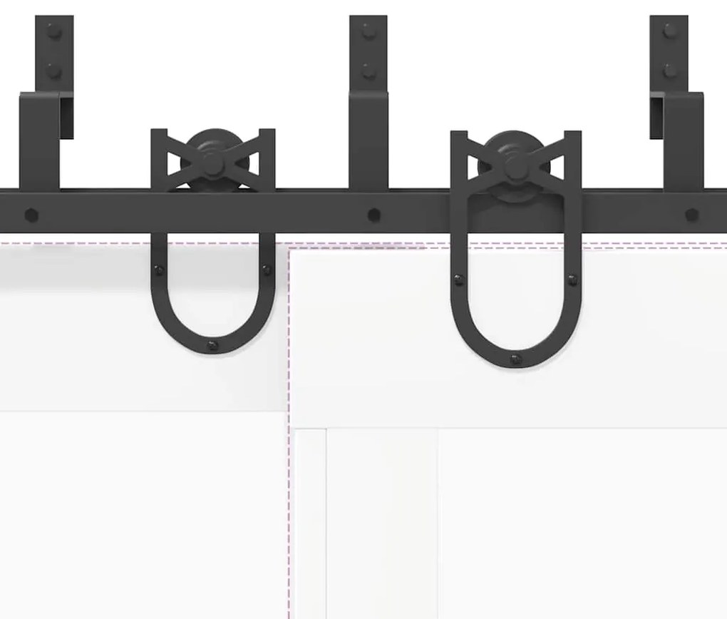 Kit de ferragens para porta deslizante 366 cm aço preto