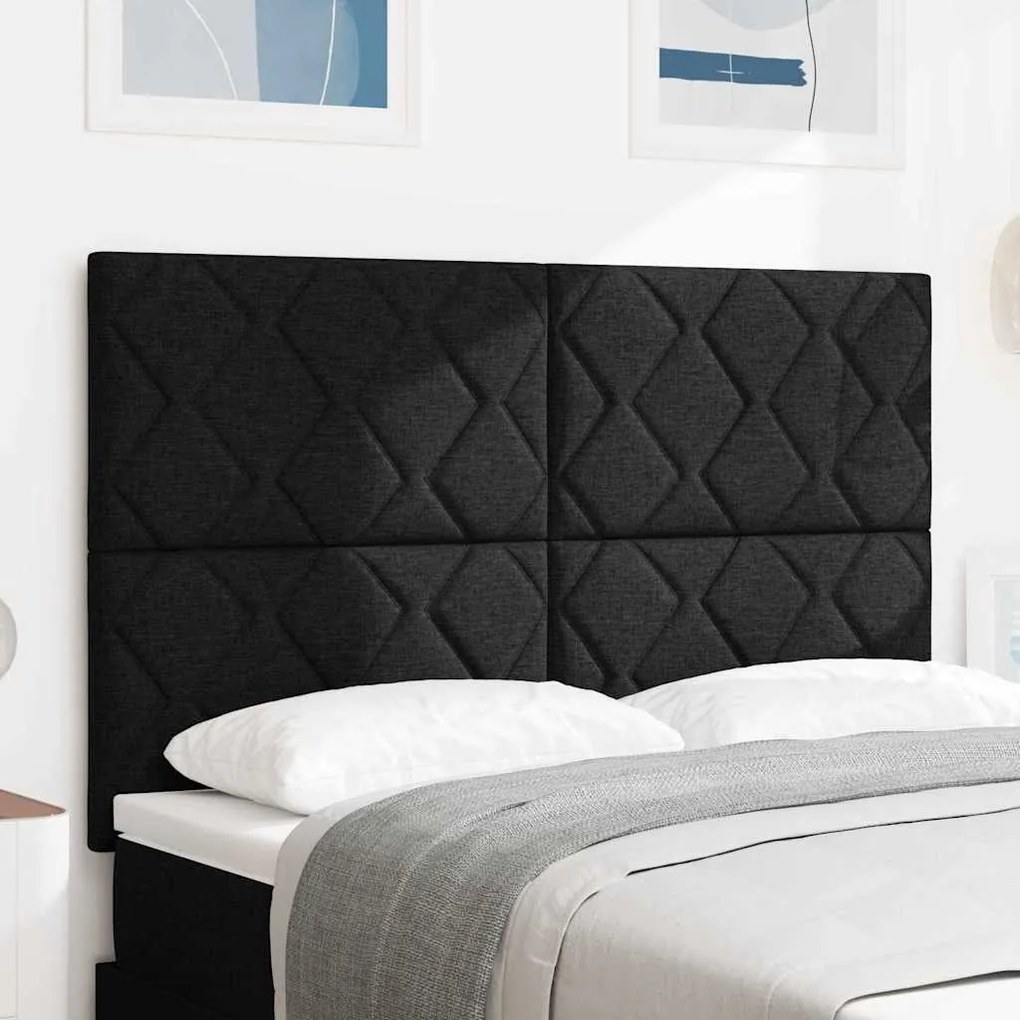 vidaXL Cabeceira Preta com Design de Blocos de Diamante em Tecido de 140 cm