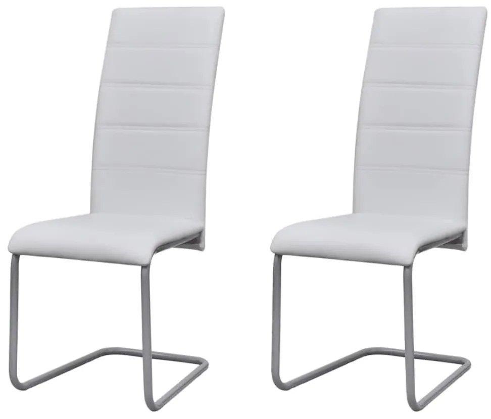 Cadeiras de jantar cantilever 2 pcs couro artificial branco