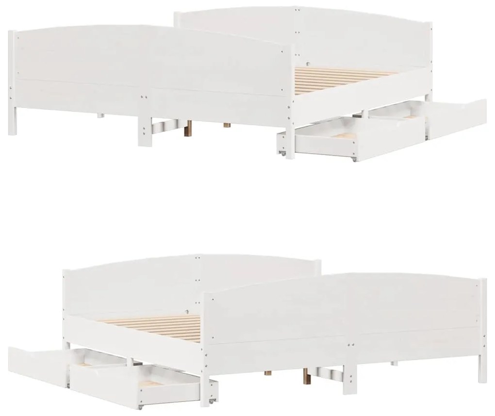 Cama sem colchão 180x200 cm madeira de pinho maciça branco