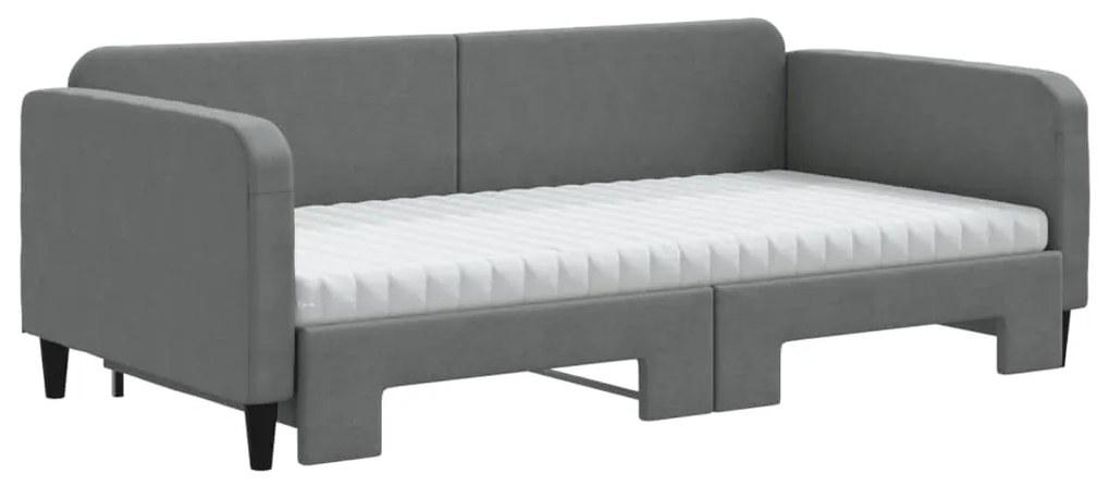 Sofá-cama c/ gavetão/colchões 100x200cm tecido cinzento-escuro