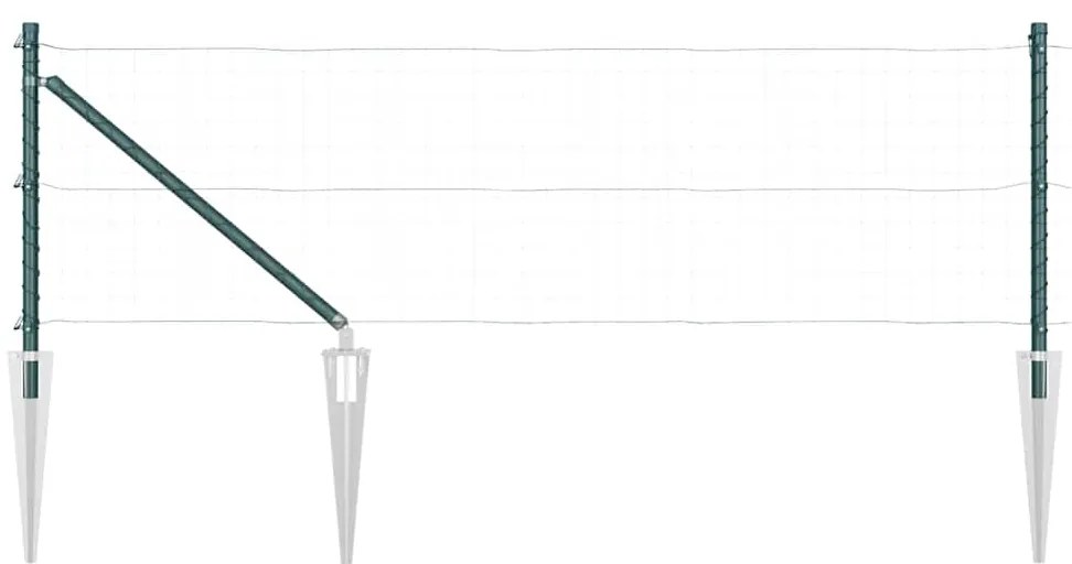 Conjunto de Postes de Cerca com Espeto 13 pcs Verde Ø32mm 60 cm