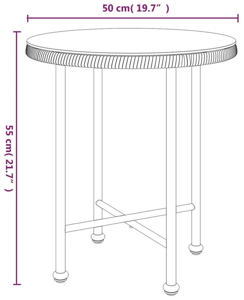 3 pcs conjunto de jantar para jardim vime PE