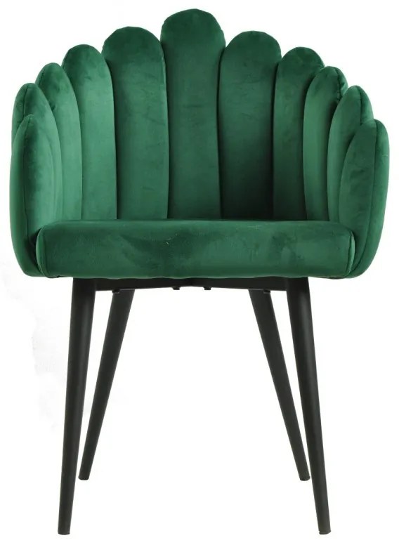 Conjunto 2 Cadeirões Jantar DEVIN, metal, tecido veludo verde escuro
