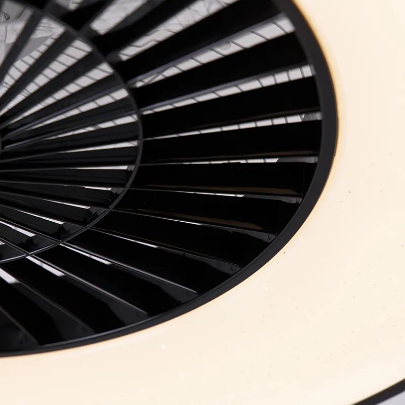 Ventilador de teto preto com efeito estrela 60cm incl. LED regulável com controle remoto - Climo