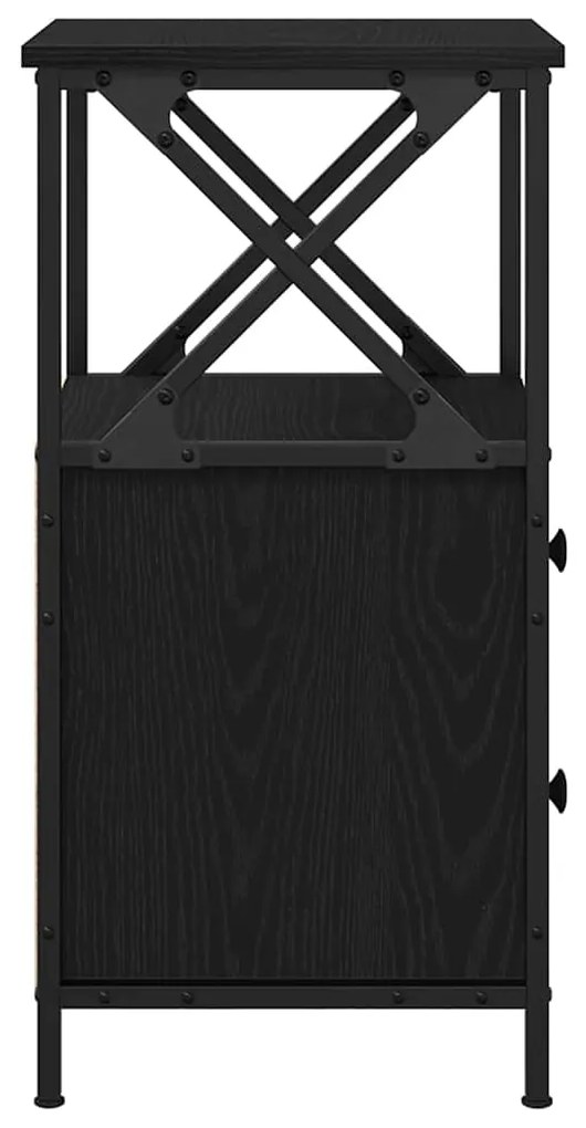 Mesa de Cabeceira vidaXL em Madeira de Carvalho Preta 34x35,5x70 cm em