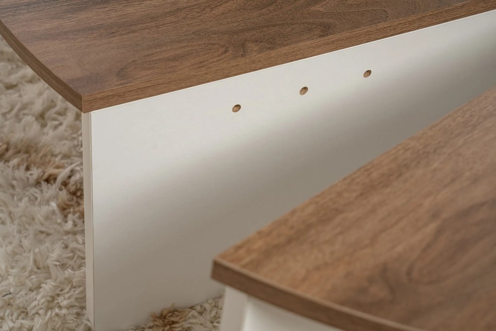Mesa de Centro "Orion" – Nogueira e Branco, Conjunto Modular, 90x60x30
