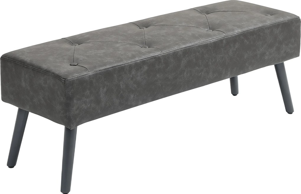 Banco de Pé de Cama Multifuncional Clássico Banco Dormitório com Pés de Madeira e Assento Acolchoado 114x38x42 cm Cinza