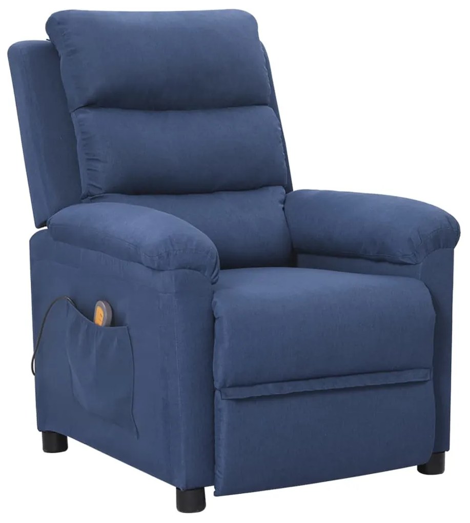 vidaXL Poltrona de massagens tecido azul