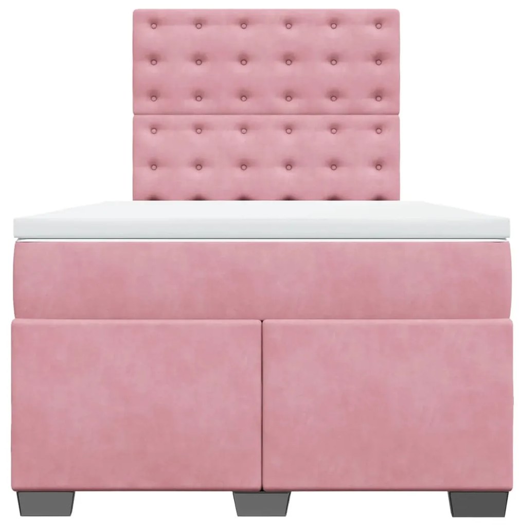 Cama boxspring com colchão 120x190 cm veludo rosa