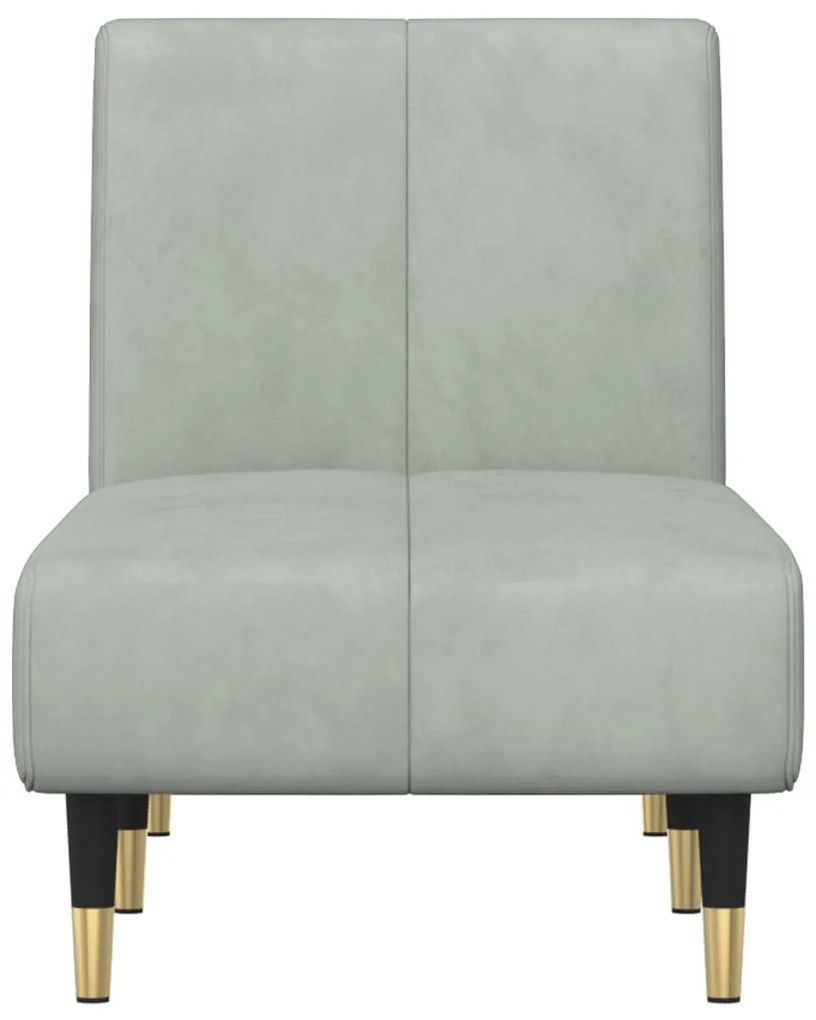 Chaise longue veludo cinzento-claro