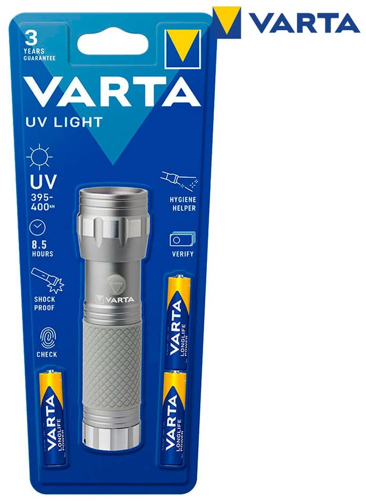 Lanterna Varta Lâmpada Uv Cinzento Alumínio