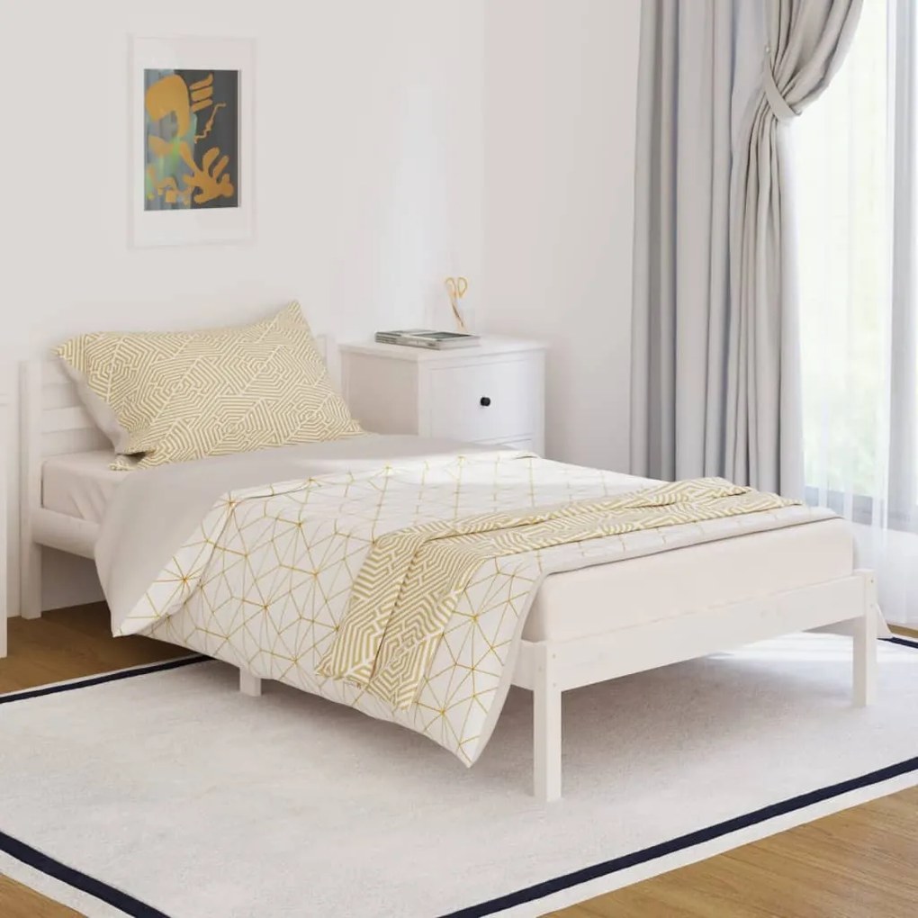 810421 vidaXL Estrutura de cama 100x200 cm pinho maciço branco