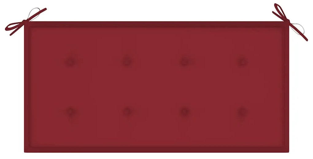 Banco de jardim c/ almofadão vermelho tinto 112 cm teca maciça