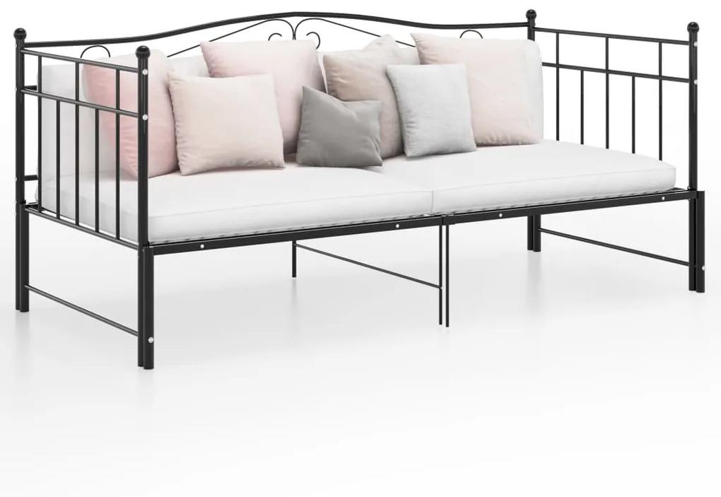 324782 vidaXL Estrutura sofá-cama de puxar 90x200 cm metal preto