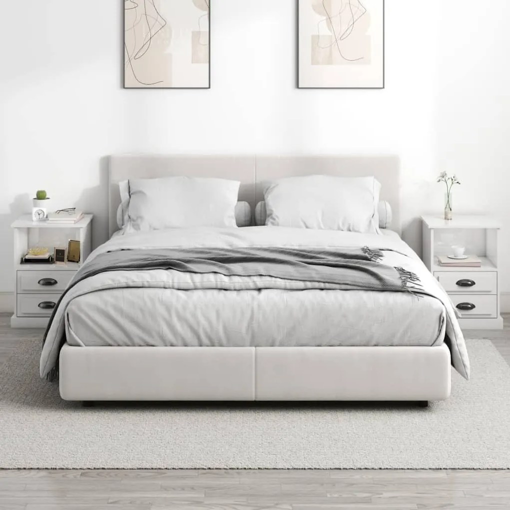 Mesas de cabeceira 2 pcs 43x36x60 cm branco brilhante