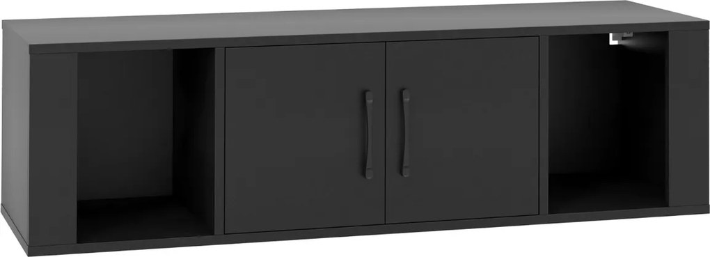 Armário suspenso para TV de 2 portas 108 x 33 x 30,5 cm com 2 cubos Consola de arrumação Preto