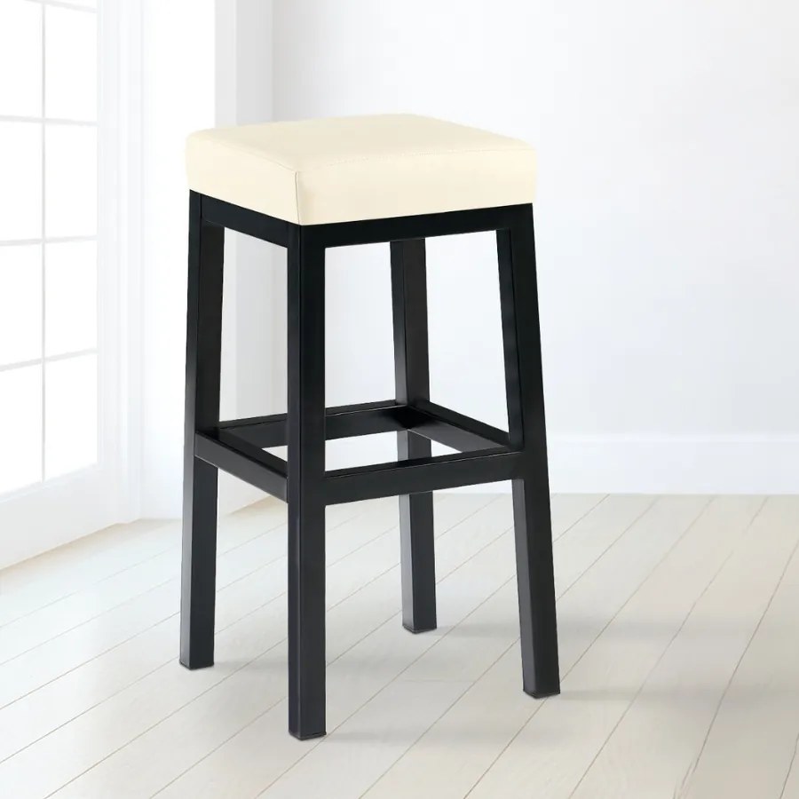 Banco de bar Taylor em couro sintético 37 x 78 x 37 cm Creme