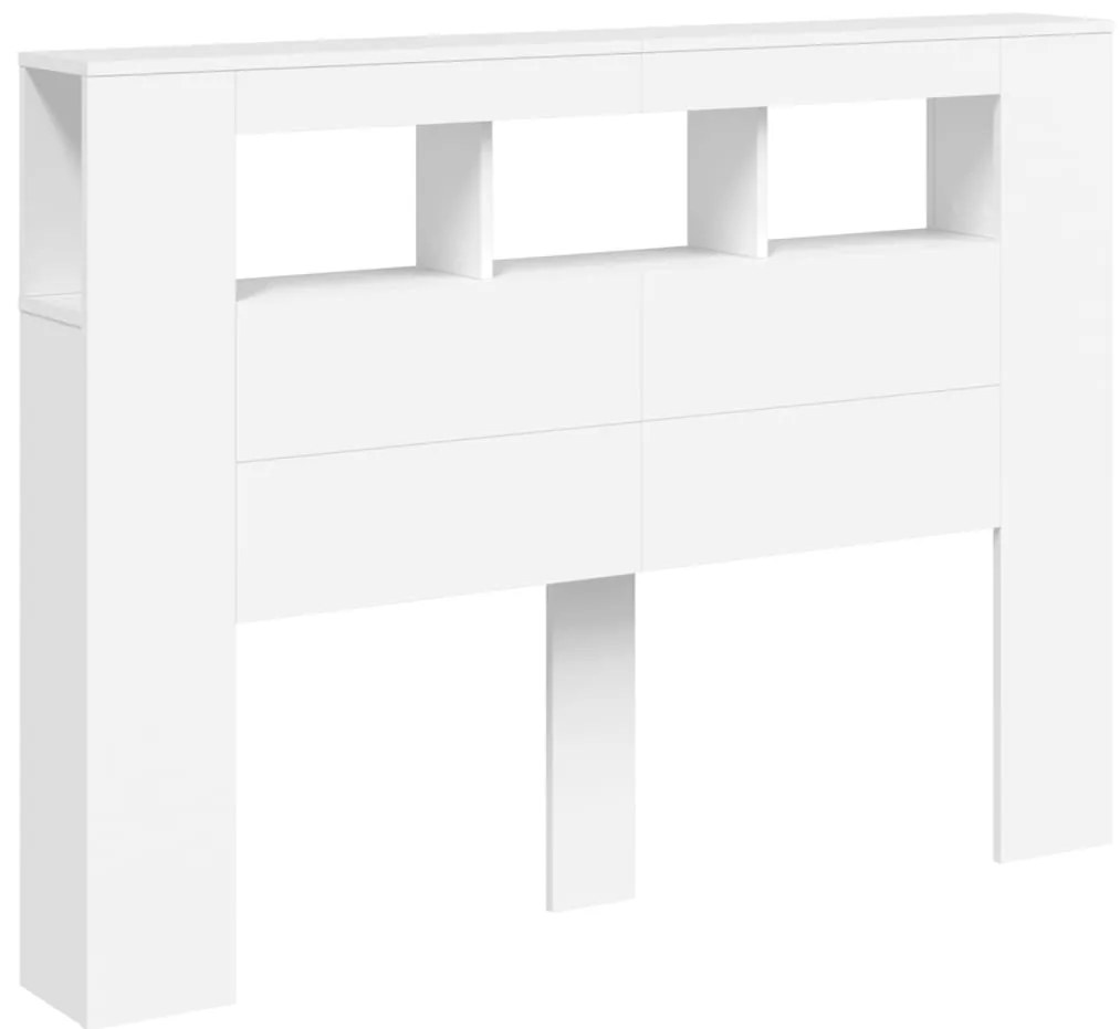 Cabeceira cama c/ LEDs 140x18,5x103,5 cm deriv. madeira branco