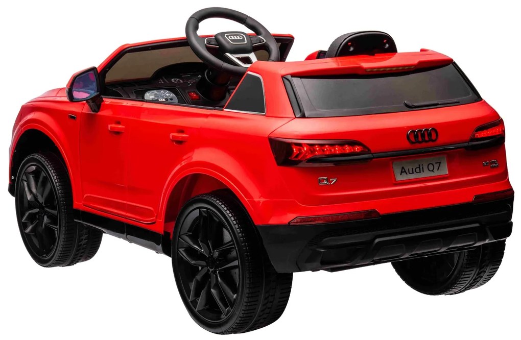 Carro elétrico para crianças Com Licença Audi Q7 12V, controlo remoto, motor 2 x 35W, luzes LED, leitor MP3 Vermelho