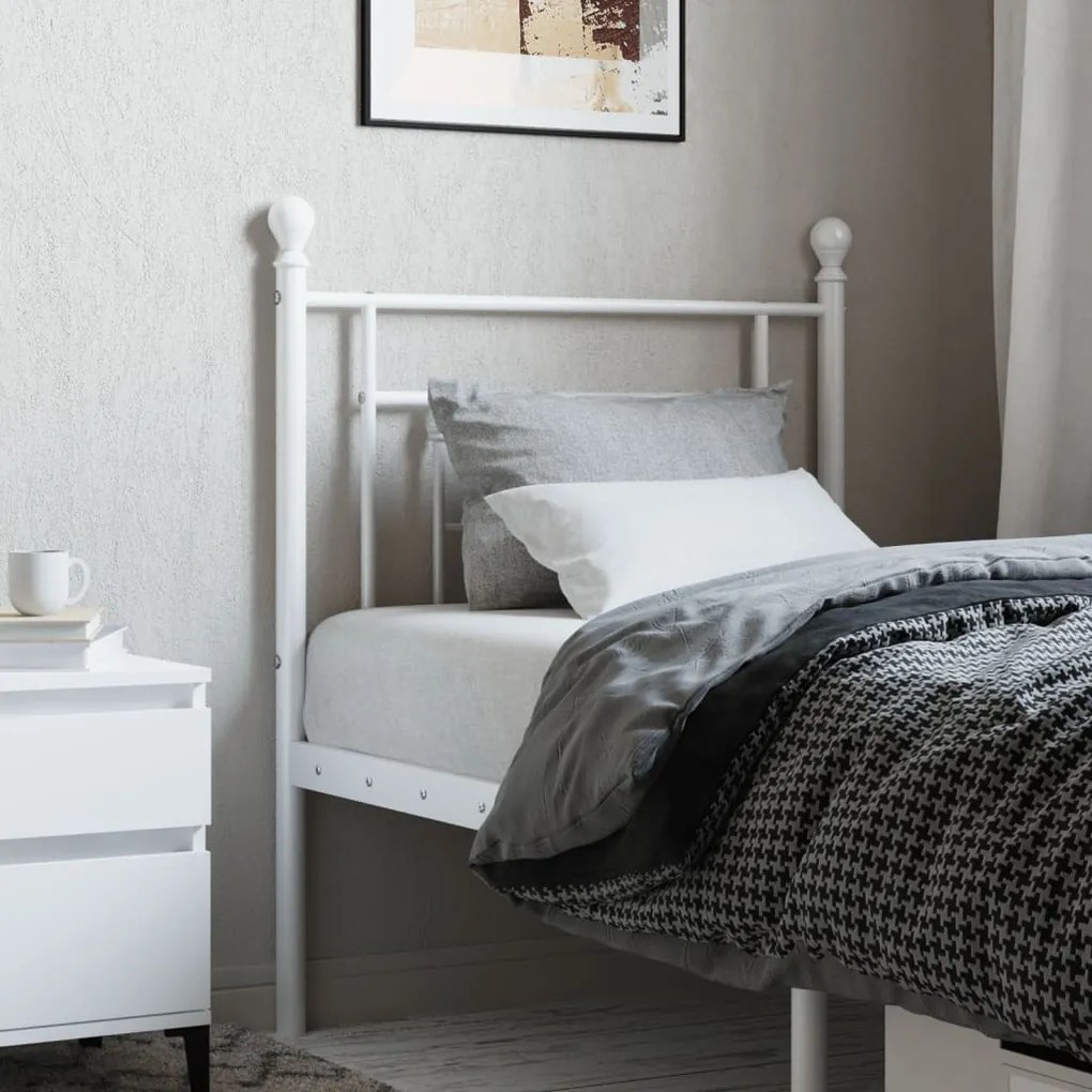 Cabeceira de cama 75 cm metal branco