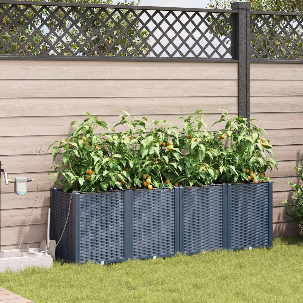 vidaXL Vasos de Jardim Cinzeto 160 x 40 x 52 cm Aço
