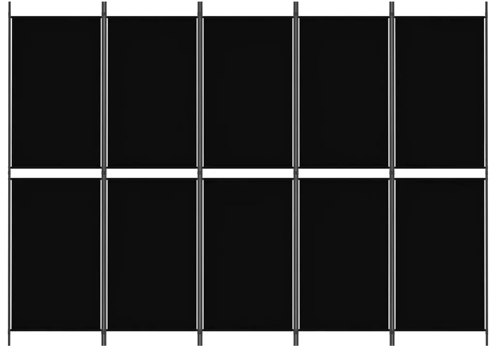 Biombo/divisória com 5 painéis 250x180 cm tecido preto