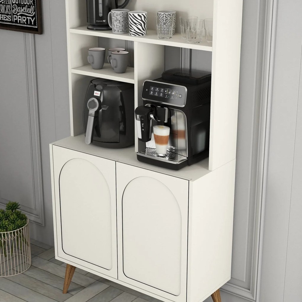 Armário de Cozinha/Sala "Caffè" - Creme e Nogueira - 81.3x201x35cm - D