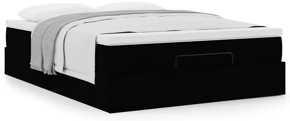 Estrutura de cama otomana com colchão 140x190 cm preta