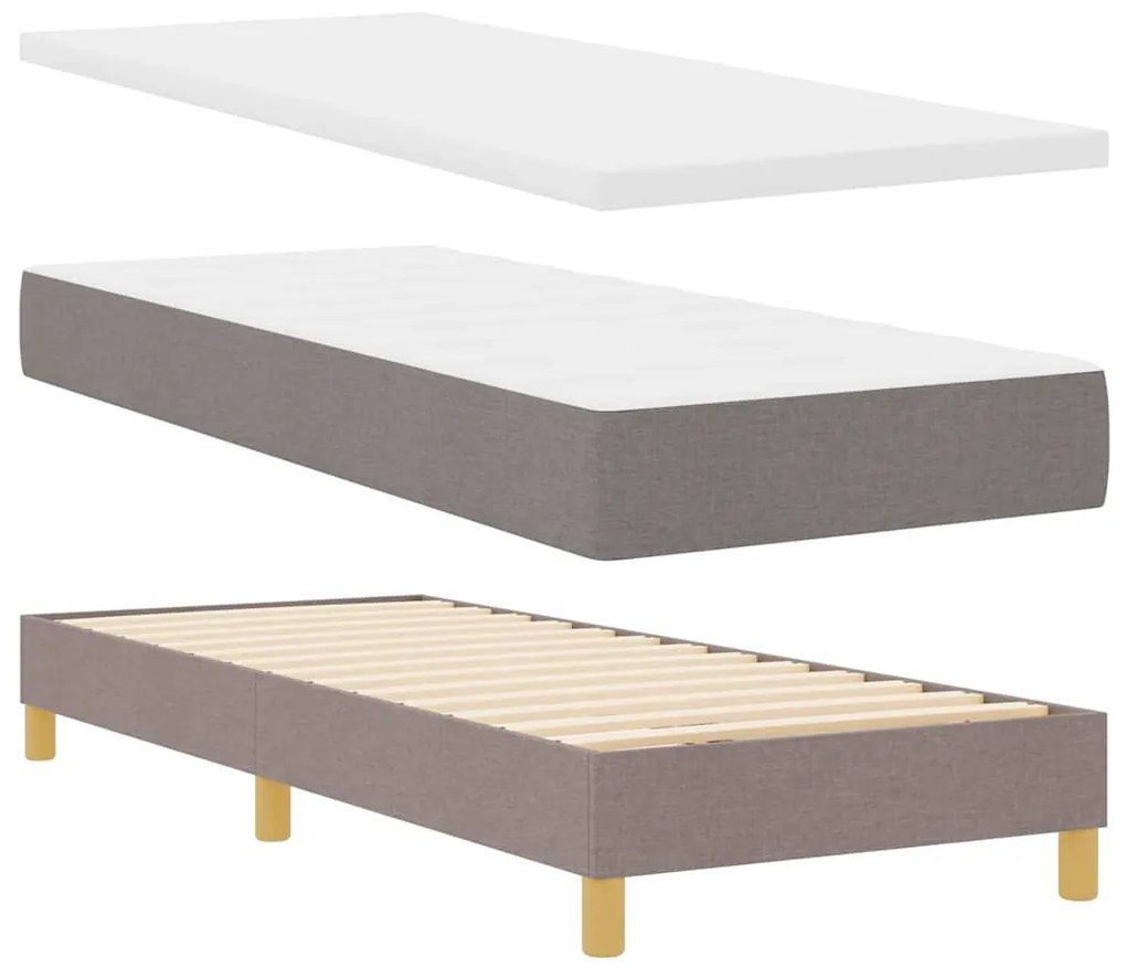 Cama com Estrutura Box e Colchão vidaXL Taupe 80x200 cm Tecido