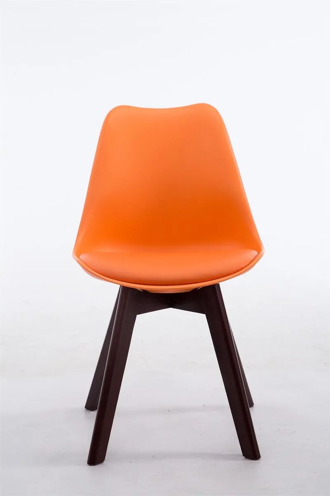 Cadeira de cozinha e sala de jantar Borneo V2 em couro sintético com estrutura em Cor Nogueira 48 x 84 x 41,5 cm Laranja