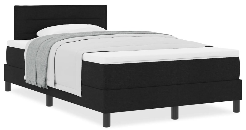 Cama Box Spring com Colchão Preta 120x190 cm Tecido
