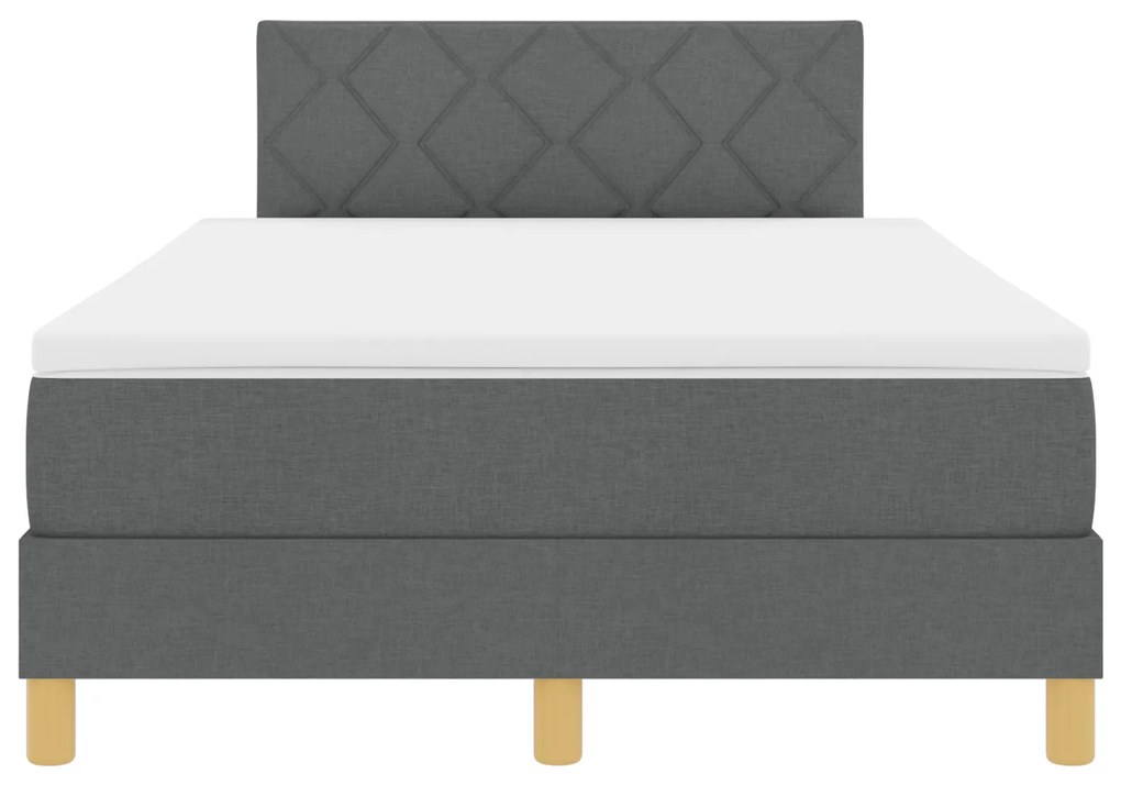 Cama Box Spring com Colchão e LED Cinza Escuro 120x200 cm Tecido