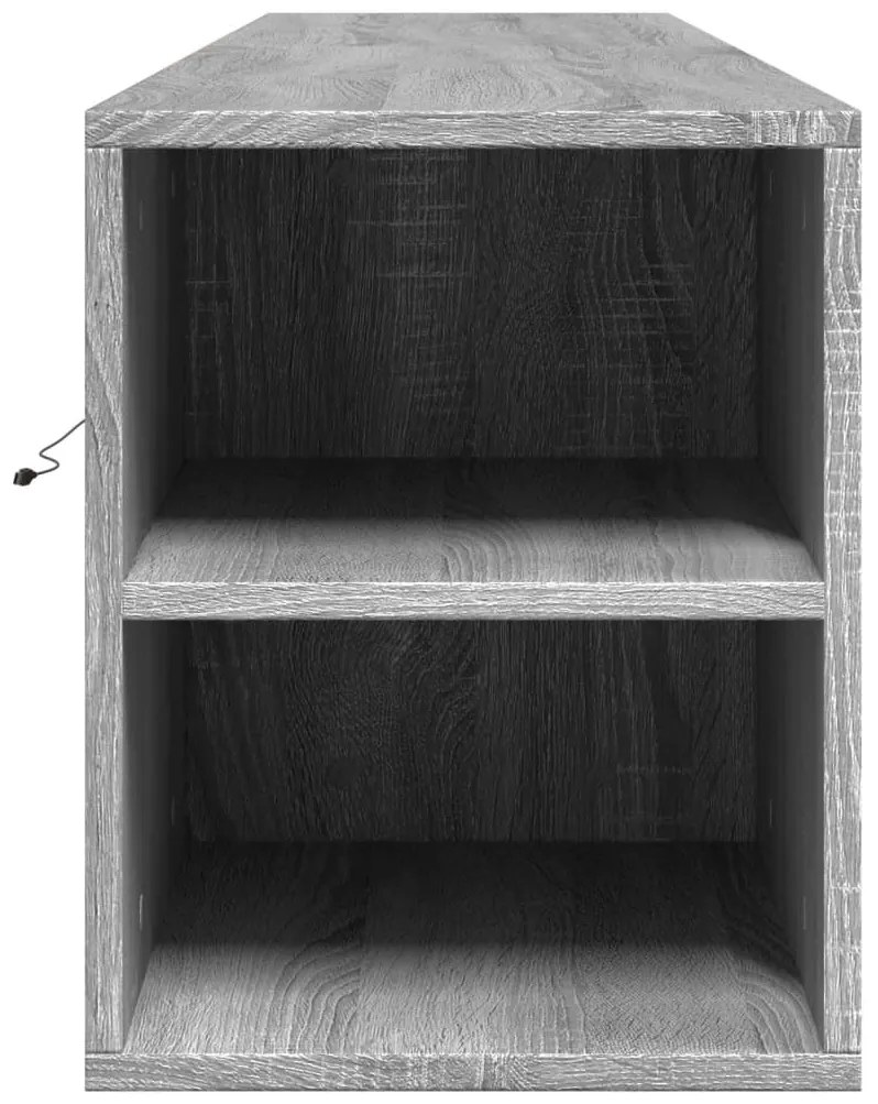 Móvel de parede p/ TV luzes LED 180x31x39,5 cm cinzento sonoma