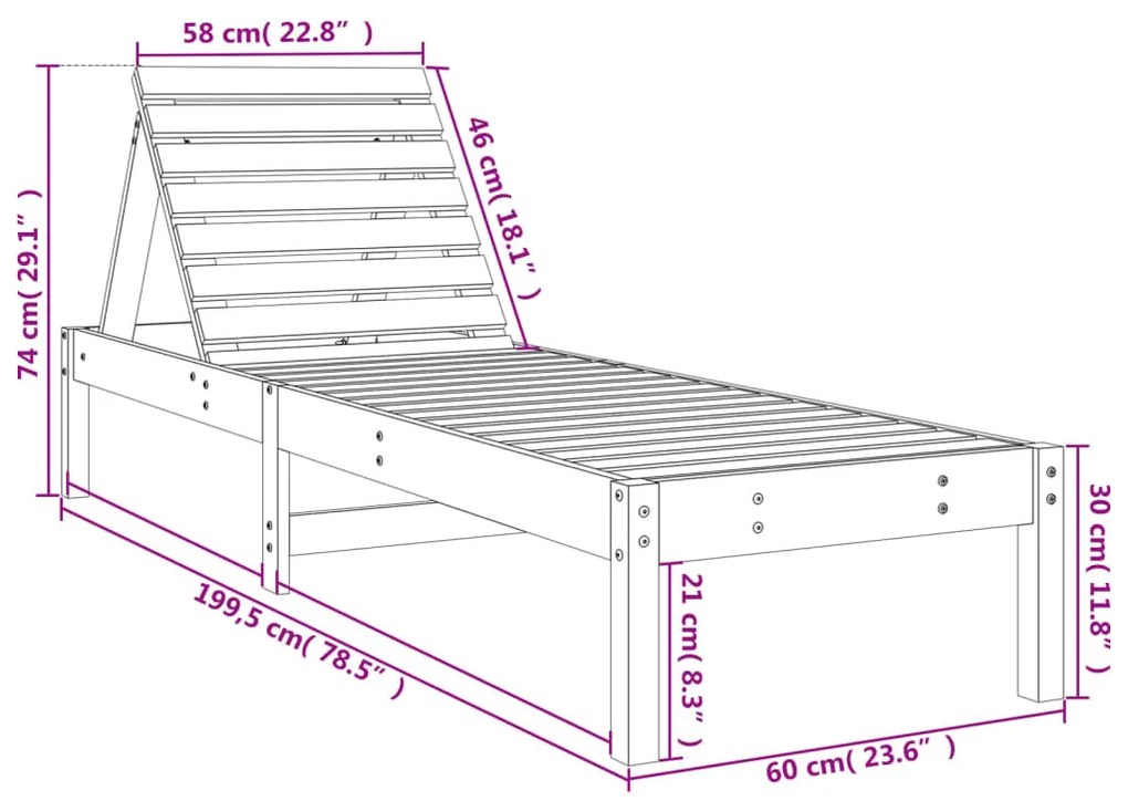 Espreguiçadeiras 2 pcs com mesa madeira de pinho maciça