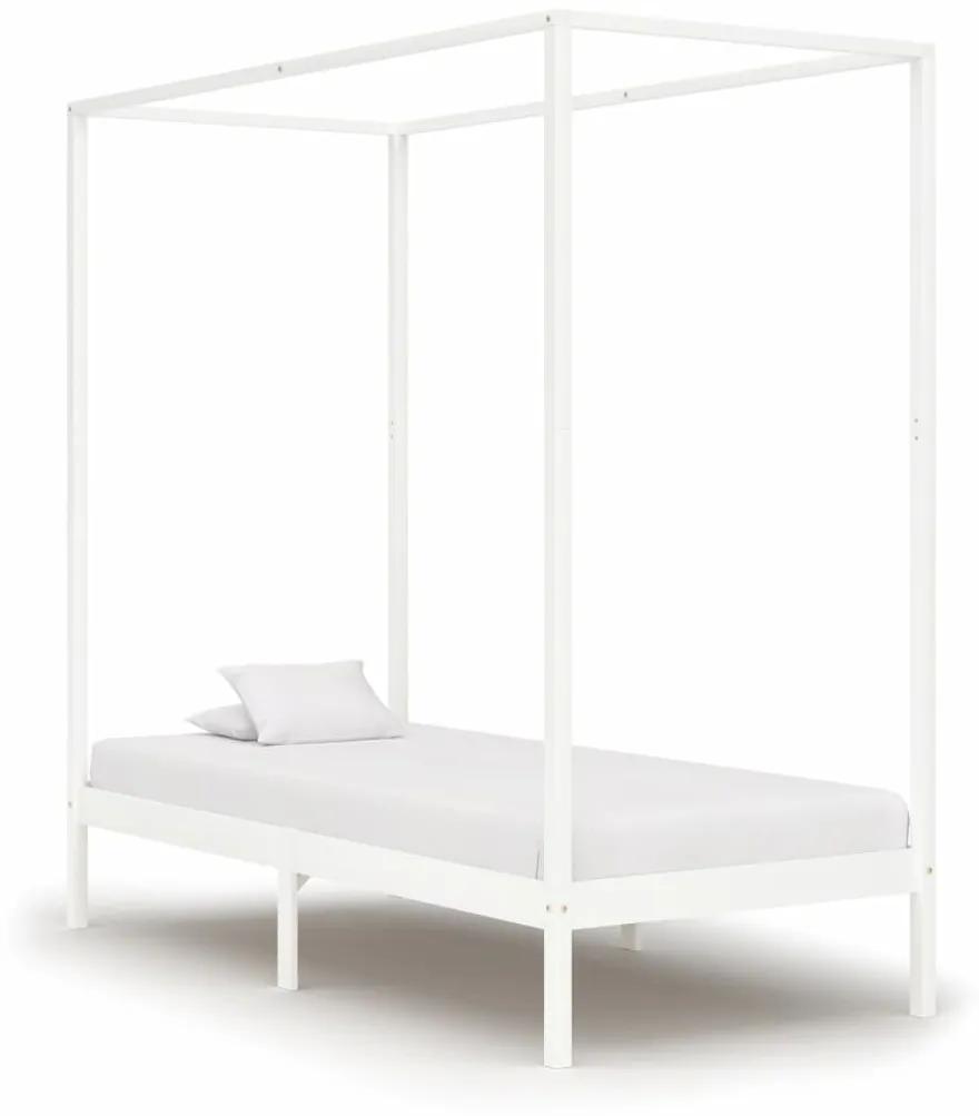 Estrutura de cama com toldo 100x200 cm pinho maciço branco