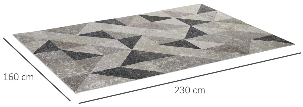 HOMCOM Tapete de Sala de Estar Moderno 230x160cm Tapete Geométrico com Base Antiderrapante para Dormitório Escritório Estúdio Multicor