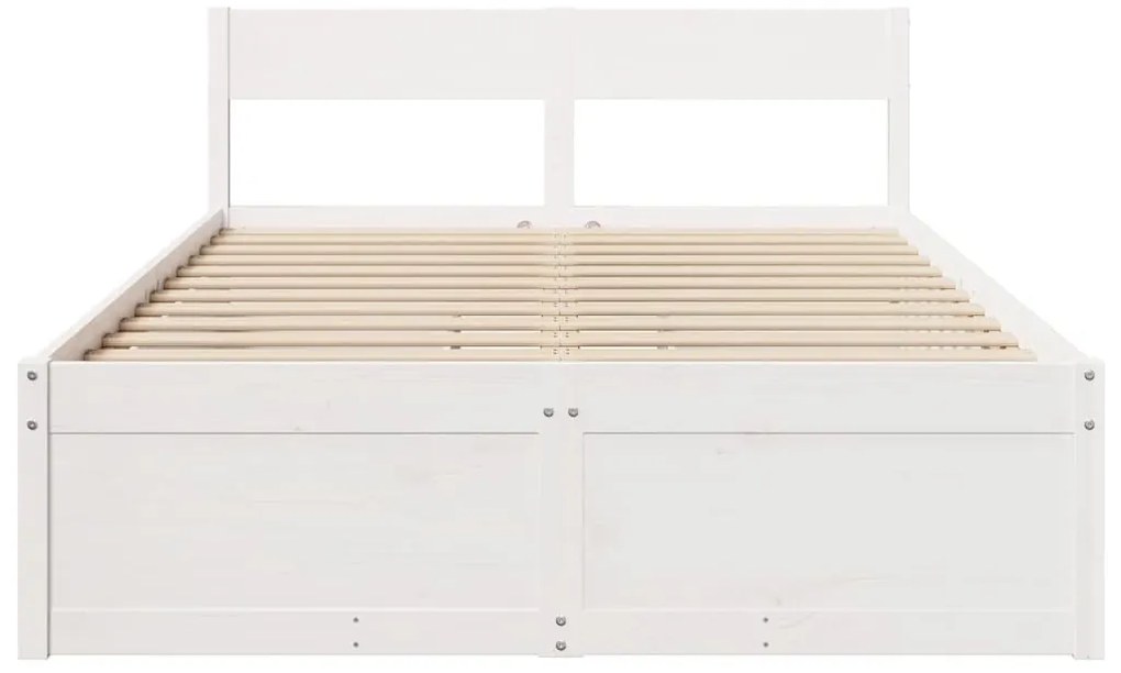 Cama sem colchão 140x190 cm madeira de pinho maciça branco
