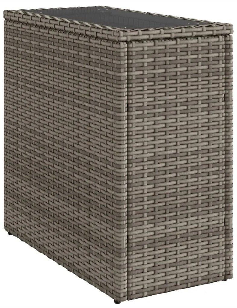 Mesa de apoio jardim c/ tampo vidro 58x27,5x55 cm vime PE cinza