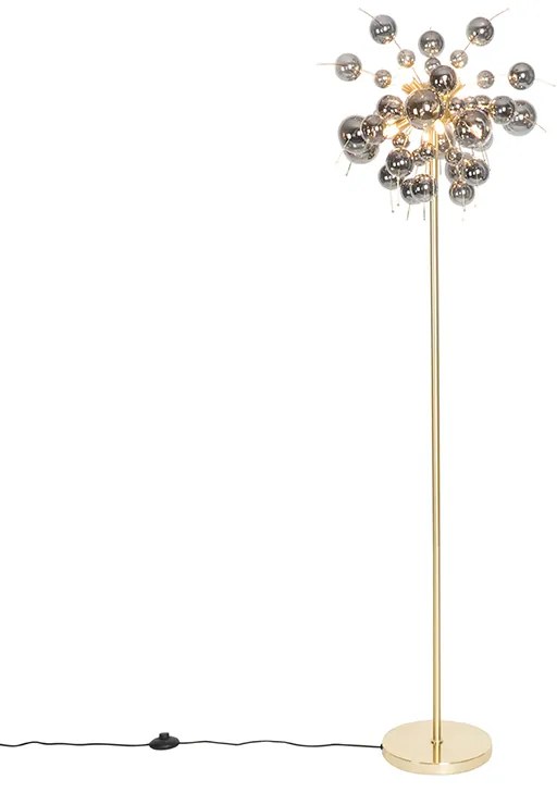 Candeeiro de pé design latão com vidro fumê 8 luzes - Explode Design