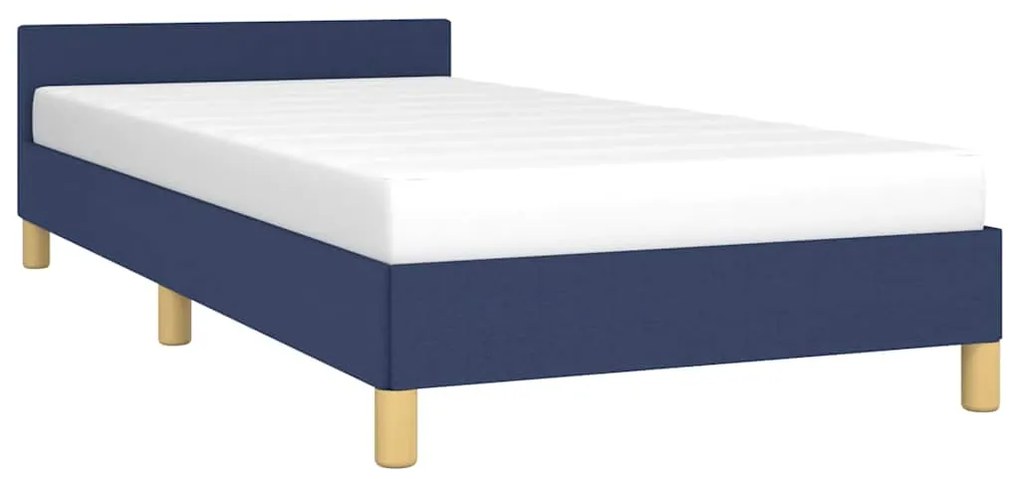 Estrutura cama c/ cabeceira sem colchão tecido 90x190 cm azul