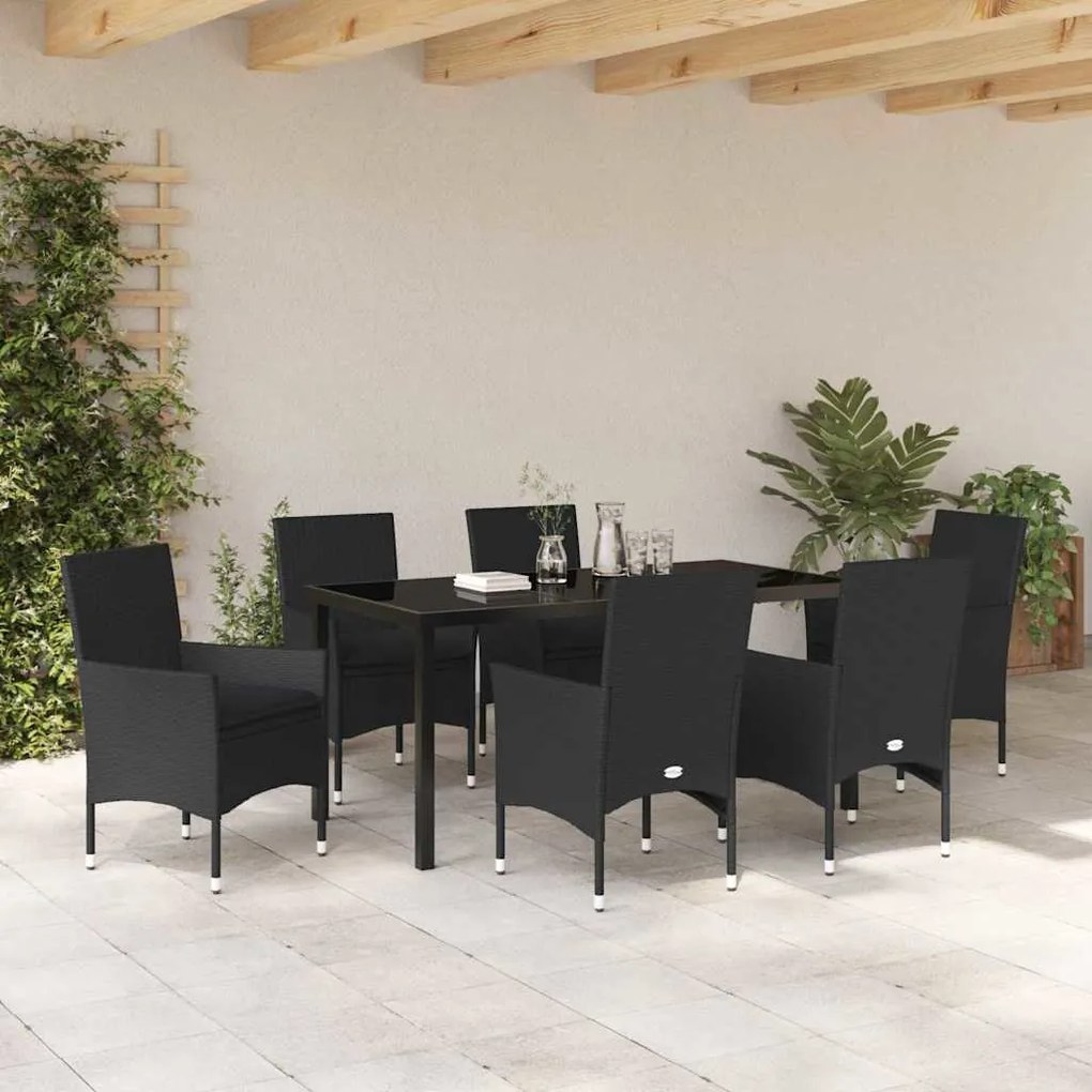 Conjunto de Jantar pra Jardim com 7 Peças da com Almofadas de Rattan P