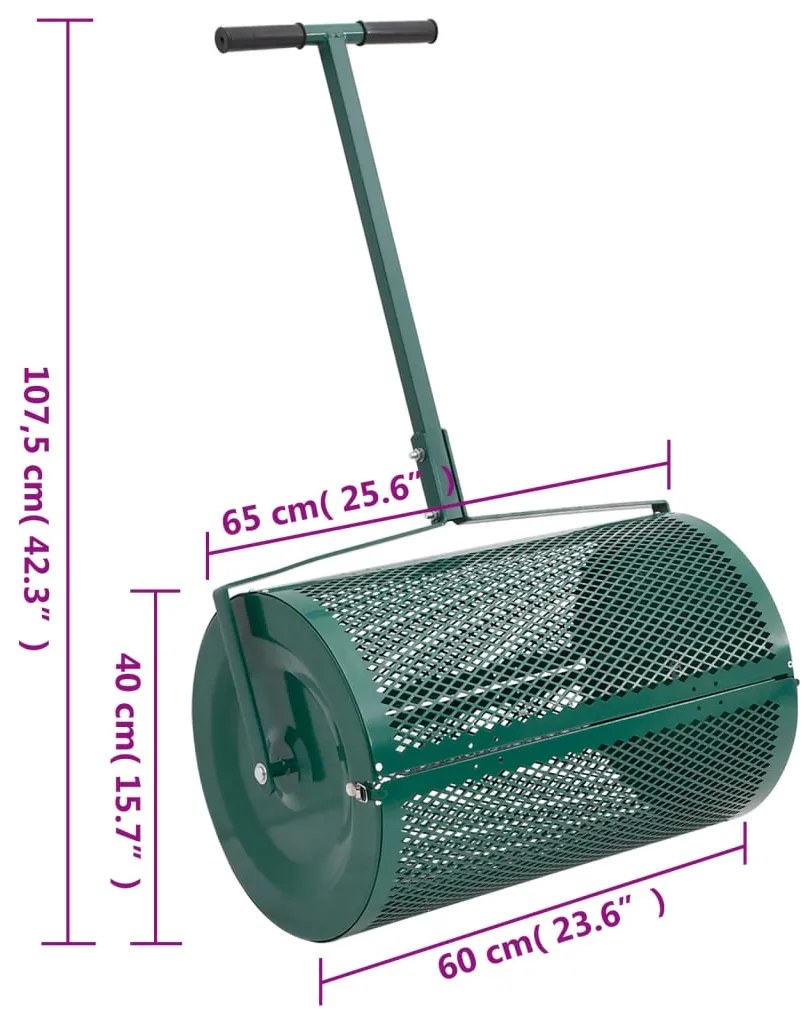 Distribuidor de adubo Ø40x60 cm aço verde