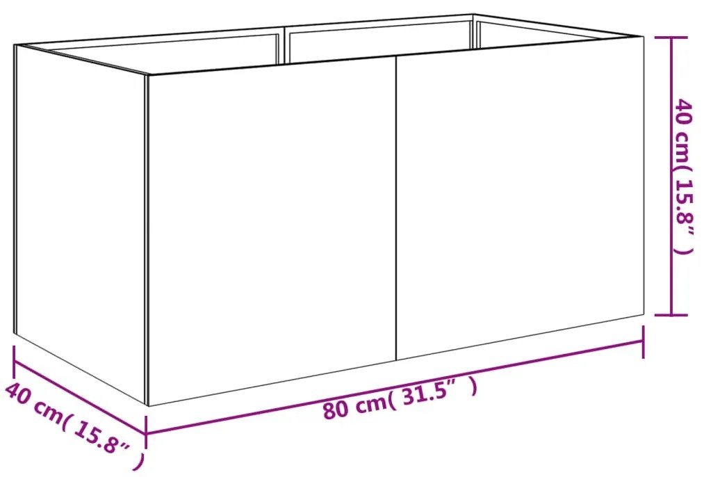 Vaso/floreira 80x40x40 cm aço corten